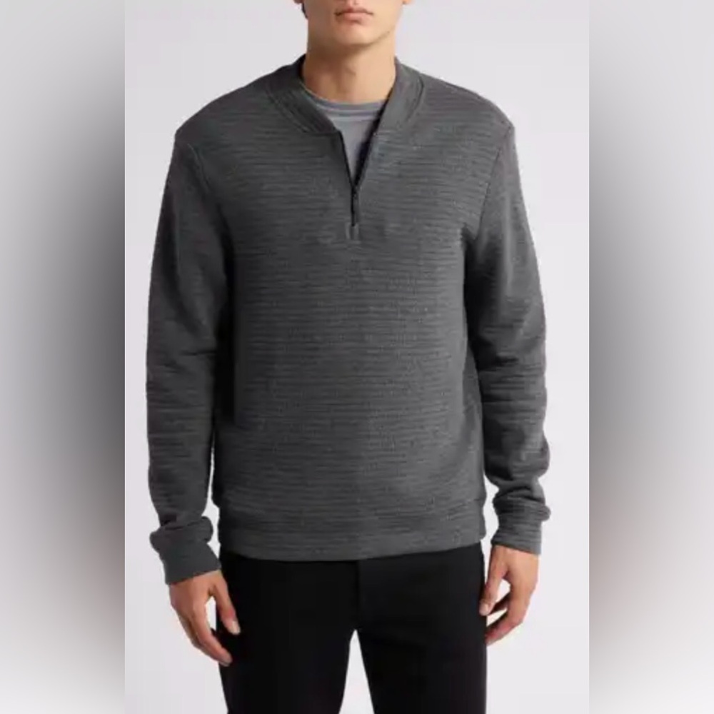 EUC Robert Barakett Men's Sweater Black Long Sleeve‎ 1/4 Zip Pull Over Size L